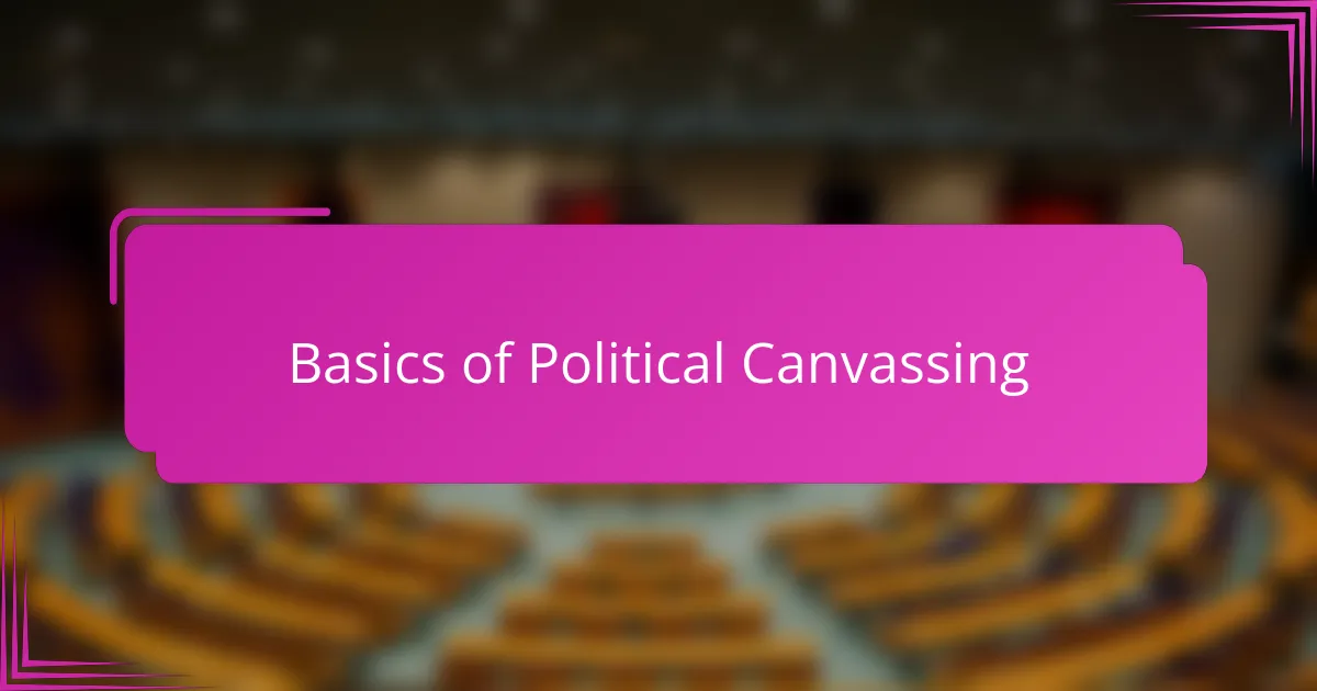 Basics of Political Canvassing