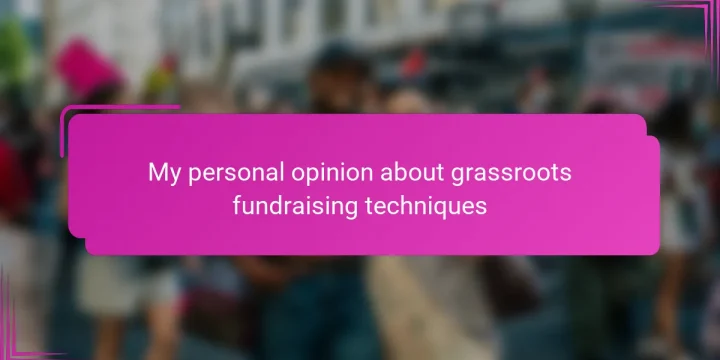 My personal opinion about grassroots fundraising techniques