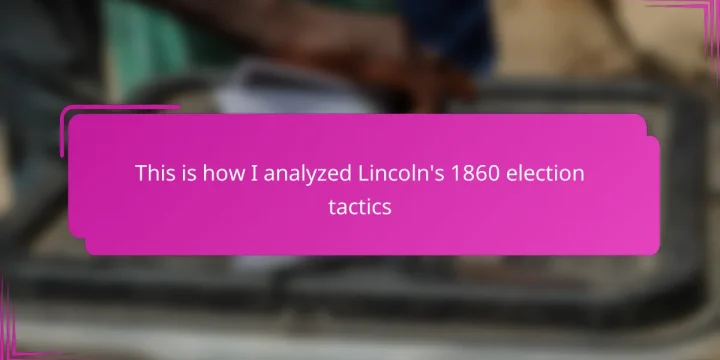 This is how I analyzed Lincoln’s 1860 election tactics
