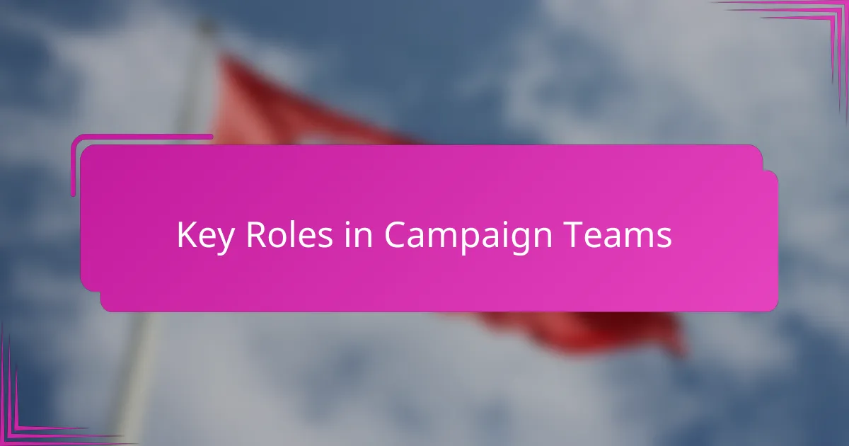 Key Roles in Campaign Teams
