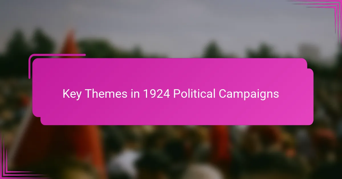 Key Themes in 1924 Political Campaigns