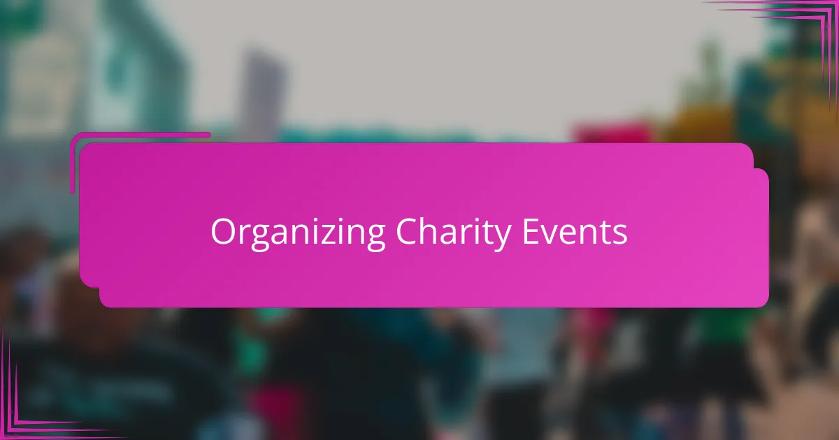 Organizing Charity Events