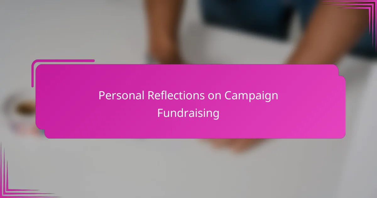 Personal Reflections on Campaign Fundraising