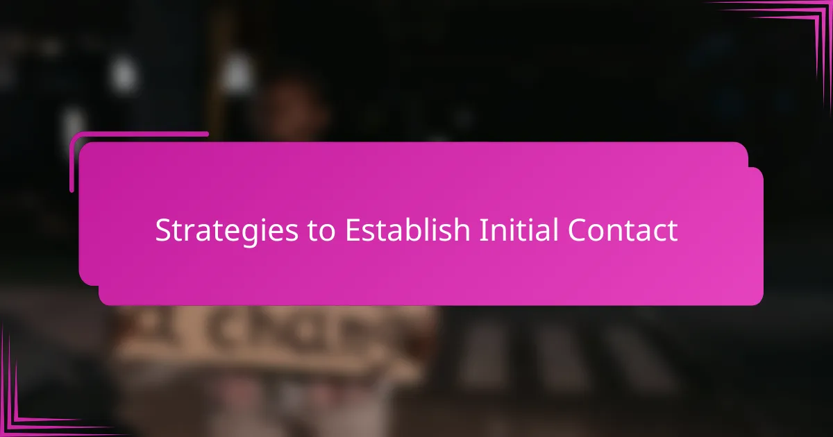 Strategies to Establish Initial Contact