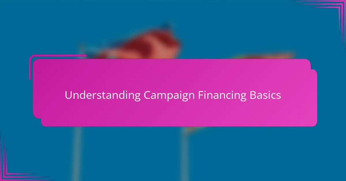 Understanding Campaign Financing Basics